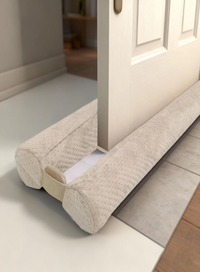 OUTTDID Under Door Draft Stopper Door, Draught Stoppers Sweep Weather Stripping, Double-Sided Windproof Seal Noise Blocker Window Breeze Blocker, Adjustable 76 to 91cm Gap Filler, Beige - Image 1