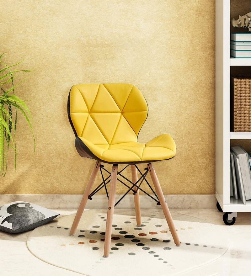 Finch Fox Eames Replica Faux Leather Dining ChairCafe ChairSide Chair Yellow Black