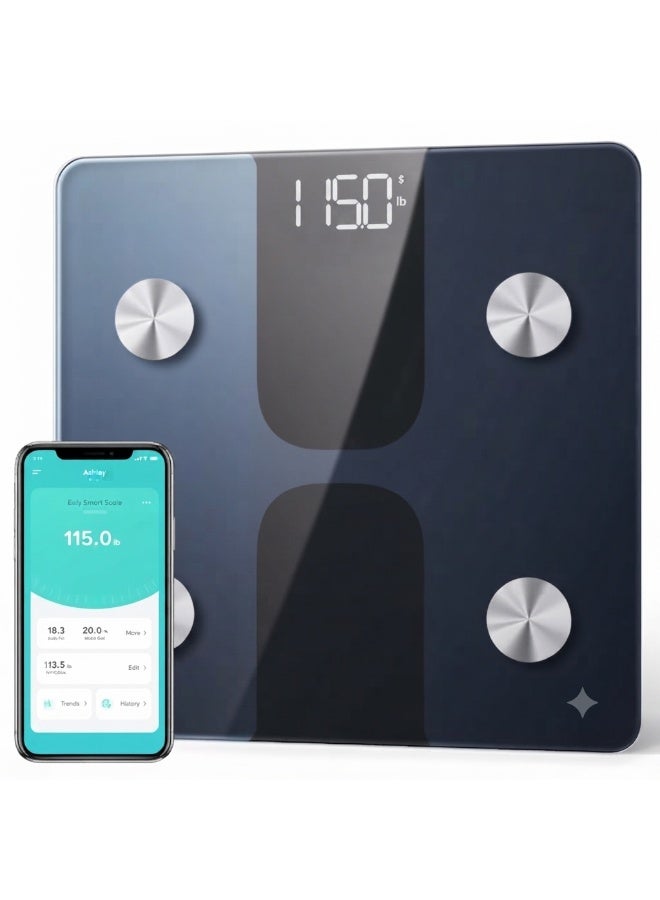Smart Digital Bathroom Scale with Bluetooth Body Composition Analysis 15 Measurements BMI Weight Tracking Tempered Glass Platform 180 Kg Capacity - Image 1