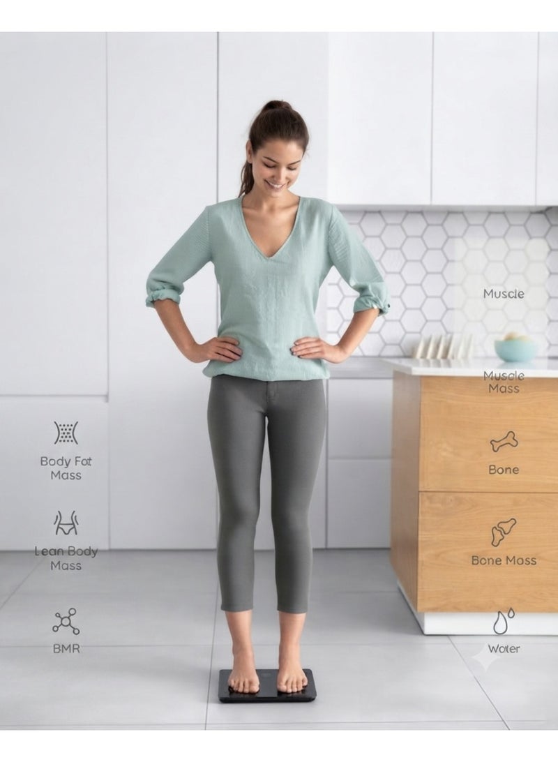 Smart Digital Bathroom Scale with Bluetooth Body Composition Analysis 15 Measurements BMI Weight Tracking Tempered Glass Platform 180 Kg Capacity - Image 2