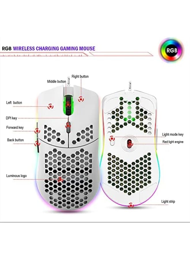 Wired Gaming Mouse Honeycomb Hollow Design Ergonomic Lightweight Usb Wired Mouse With Backlight 6 ons 6 Speed Adjustable Dpi Computer Mouse Rgb Gaming Mouse For Mac Laptop Computer Pc - Image 3