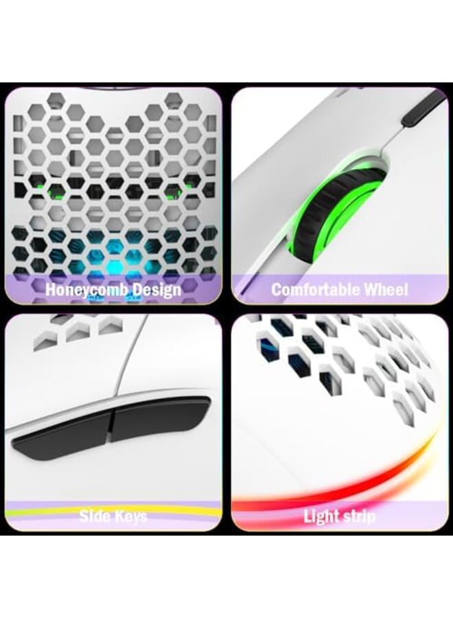 Wired Gaming Mouse Honeycomb Hollow Design Ergonomic Lightweight Usb Wired Mouse With Backlight 6 ons 6 Speed Adjustable Dpi Computer Mouse Rgb Gaming Mouse For Mac Laptop Computer Pc - Image 4