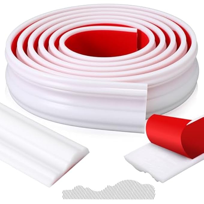 9.8 FEET PEEL AND STICK WALL MOLDING TRIM FLEXIBLE CHAIR RAIL PANEL SELF ADHESIVE WALL PROTECTION FRAME EDGE WAINSCOTING FOR MIRROR HOME DECORATION TILE CORNER(WHITE,2.4 INCH) - Image 1