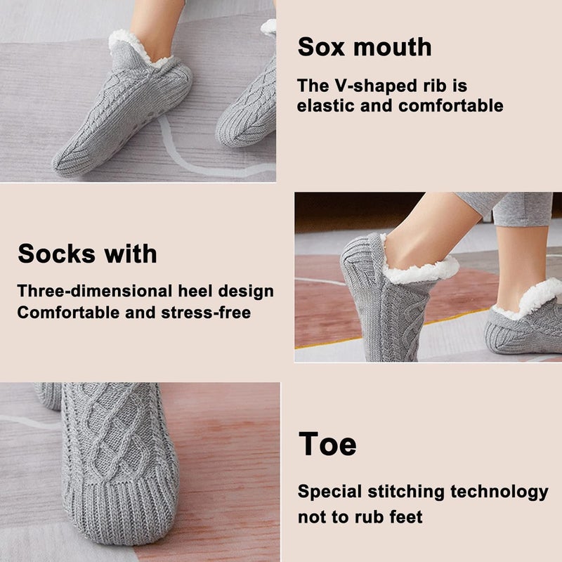 comfrt Mass-Flex New Woven and Velvet Indoor Socks Slippers, Indoor Floor Non-Slip Thermal Socks (M, Blue-1Pair) - Image 5