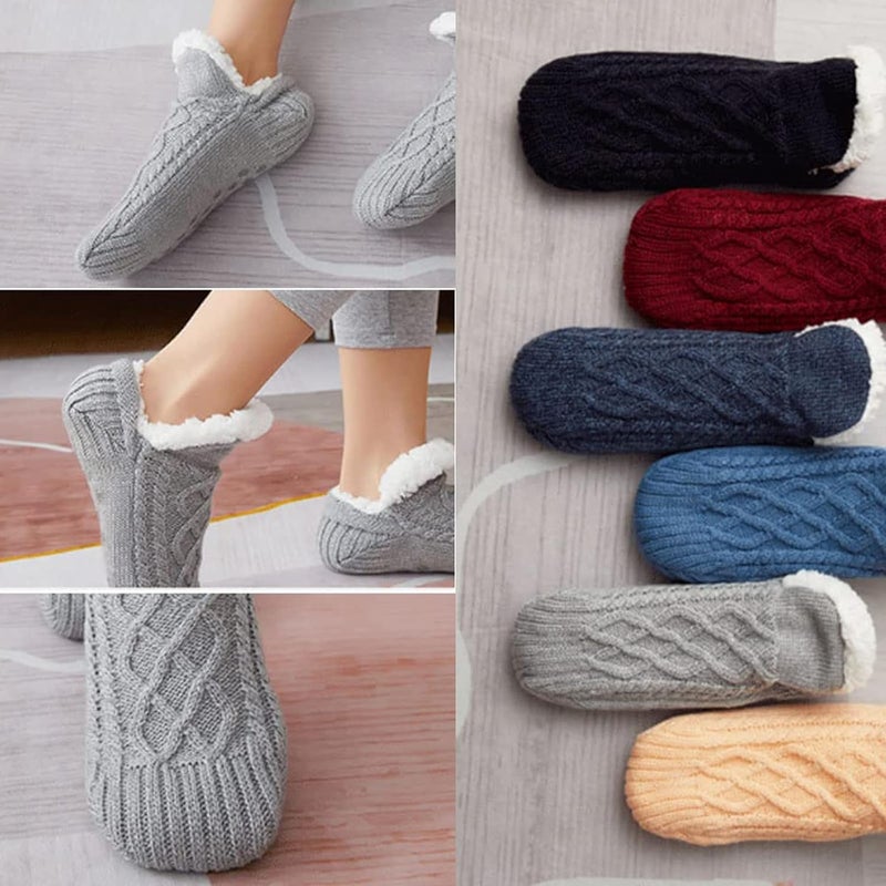 comfrt Mass-Flex New Woven and Velvet Indoor Socks Slippers, Indoor Floor Non-Slip Thermal Socks (M, Blue-1Pair) - Image 2