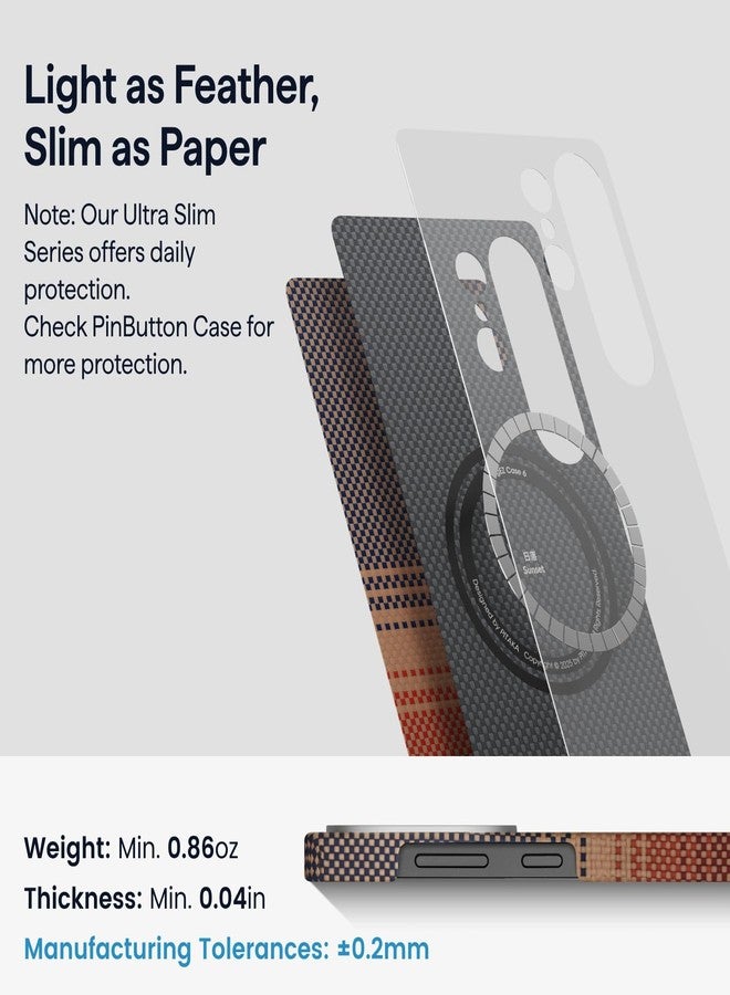 بيتاكا جراب pitaka لهاتف سامسونج جالاكسي S25 ألترا مقاس 6.9 بوصة، متوافق مع MagSafe، جراب نحيف وخفيف الوزن لهاتف سامسونج جالاكسي S25 ألترا، مصنوع من ألياف الأراميد 1500D [نسيج ملموس - غروب الشمس] - Image 4