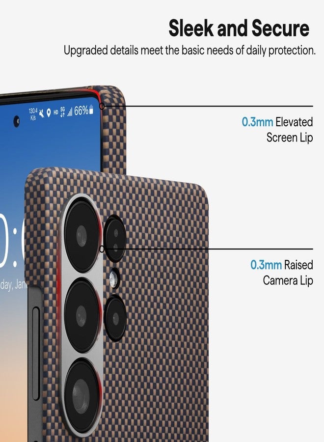 بيتاكا جراب pitaka لهاتف سامسونج جالاكسي S25 ألترا مقاس 6.9 بوصة، متوافق مع MagSafe، جراب نحيف وخفيف الوزن لهاتف سامسونج جالاكسي S25 ألترا، مصنوع من ألياف الأراميد 1500D [نسيج ملموس - غروب الشمس] - Image 5