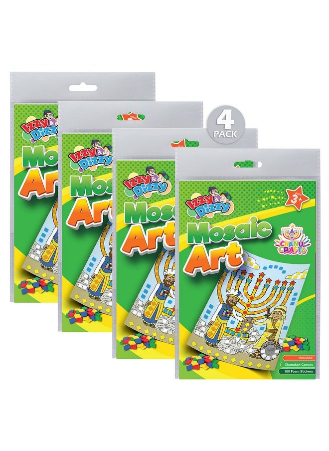 Izzy 'n' Dizzy Hanukkah Mosaic Art Kit - 4 Pack - Includes 8" x 6" Board and Foam Squares - Chanukah Arts and Crafts - Gifts and Games  - Image 1