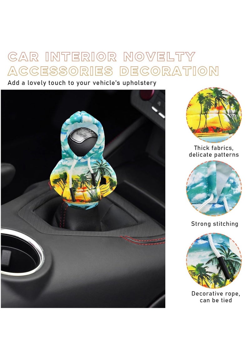 Generic 1pc Car Gear Shift Hoodie, Mini Funny Fashionable Automotive Gear Shifter Cover, Winter Warm Car Shift Knob Sweater Protector, Universal Interior Car Accessories for Decoration (Coconut Trees)  - Image 3
