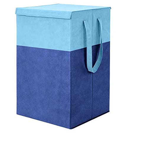 Home Store India Home Store India Folding Laundry Basket for Clothes with Lid Handle Toys Organiser 75 Litre Blue - Image 1
