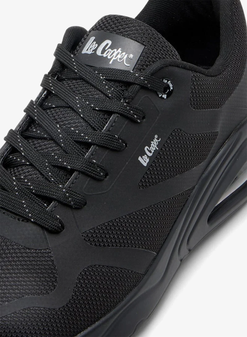 Lee Cooper BLACK Men's Panelled Sneakers with Lace-Up Closure for Men | Best Price UAE