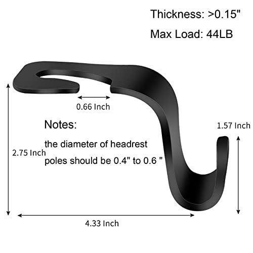 VTECHOLOGY Car Seat Headrest Hook 4 Pack Vehicle Backpack Hooks Hanger Vehicles Holder Organizer for Purses,Bags,Cloths,Car Water Bottle Hook Seat Accessories - Image 3