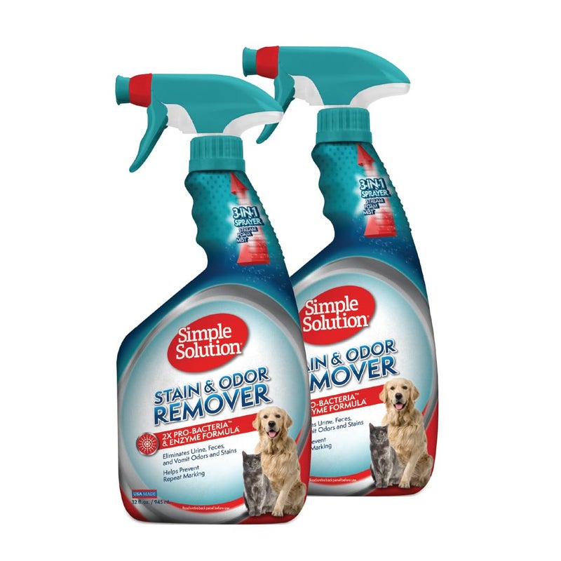 سيمبل سوليوشن حل البسيط وصمة عار ورائحة رذاذ البلاغ البال البقع الضيق إنزيم أنزيم السجاد الكلب الرائحة مزيل الرائحة لسجاد الكلب الرائحة مزيل 32 أوقية (حزمة 2) 2) - Image 1