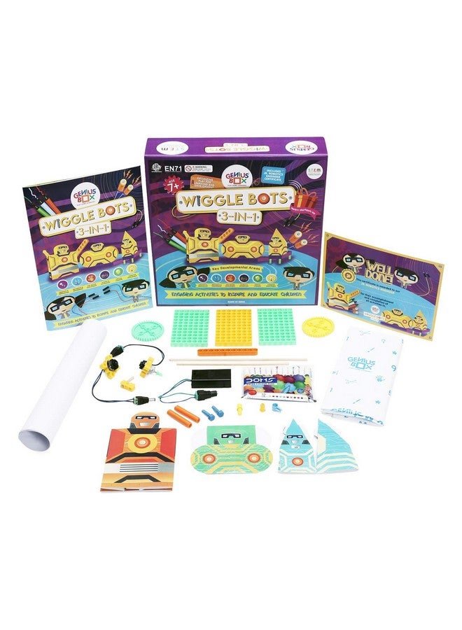 Genius Box - Play Some Learning Genius Box Educational Toy - Play Some Learning 3 in 1 Activity S.T.E.M Learning Kit for Children Age 7+ : Wiggle Bot Activity Kit - Multicolor - Image 3