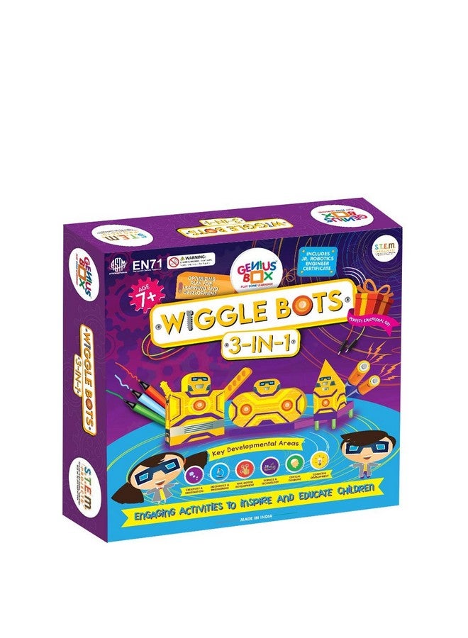 Genius Box - Play Some Learning Genius Box Educational Toy - Play Some Learning 3 in 1 Activity S.T.E.M Learning Kit for Children Age 7+ : Wiggle Bot Activity Kit - Multicolor - Image 1