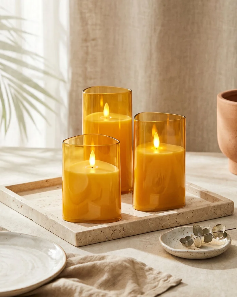 REDTAG Yellow Floating Light LED Candle Set With Button Cell ( 3 Piece)