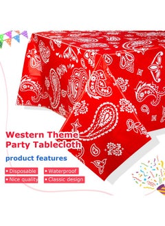 4 Pack Western Party Tablecloth Paisley Bandana Table Cover Plastic Rectangle Tablecloth For Western Cowboy Party Themed Party Decorations 54 X 108 Inch (White Black Red Blue) - pzsku/Z2E4262DFD0C88B0D304CZ/45/_/1692166300/2d127a1d-0353-4945-9dc8-3bc75431def2