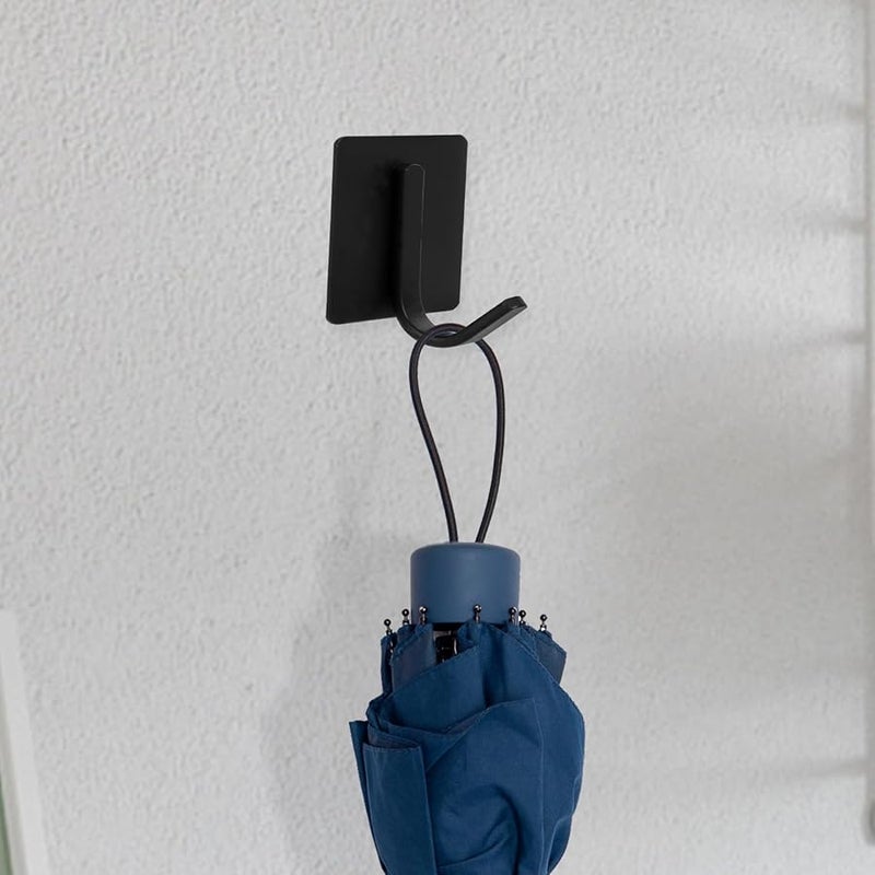 Black Self Adhesive Wall Hooks 6 Pack Strong Mount No Drill Bathroom Kitchen Door Hanger - Image 4