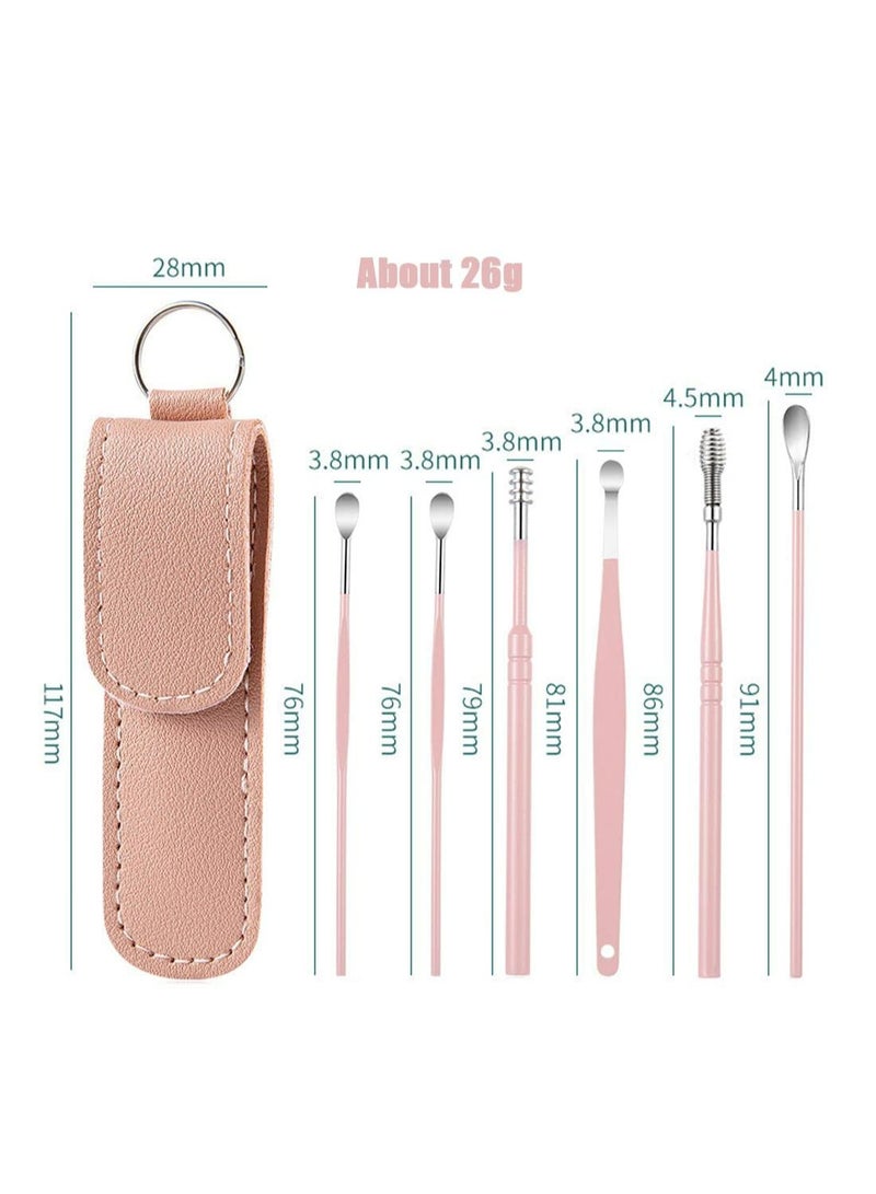 LUMYA 6 Pcs Ear Cleaning Tool Kit,Ear Pick Set, Portable Ear Wax Remover with Storage Case, Spiral Curette, for Adults and Kids, Ideal for Travel and Home Use(Pink) - Image 4