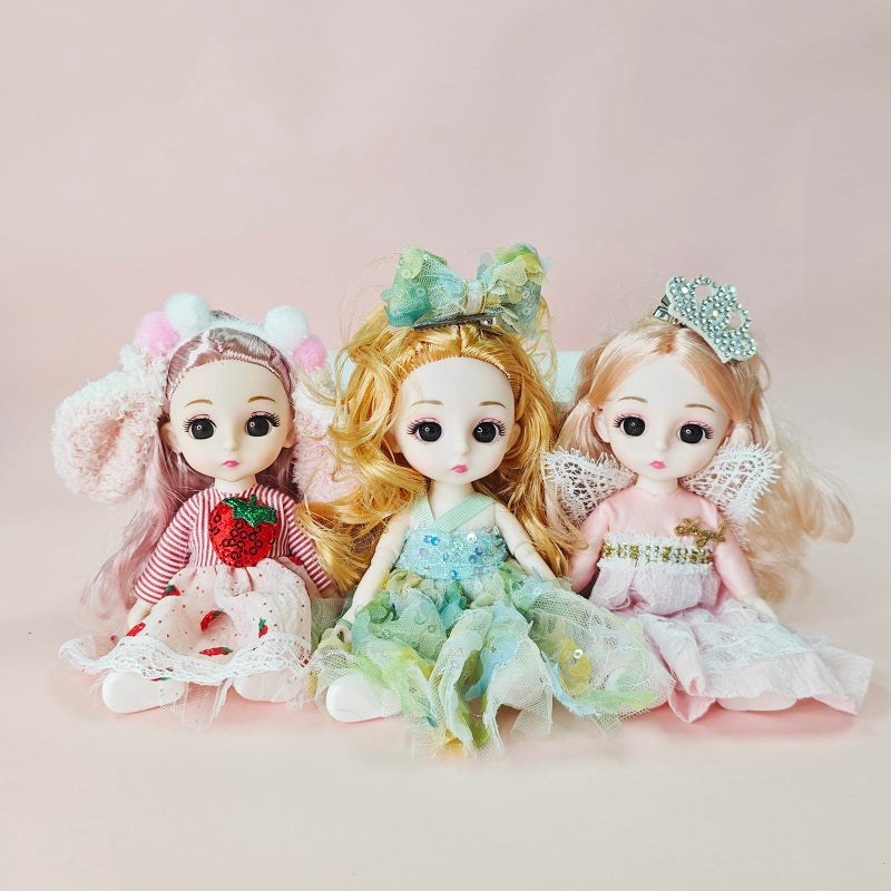 TNDCKP 3 Pcs 6 Inch Princess Girl Mini Dolls Small Princess Dolls Little Girl Miniature for 3 Year Old Girls - Image 3
