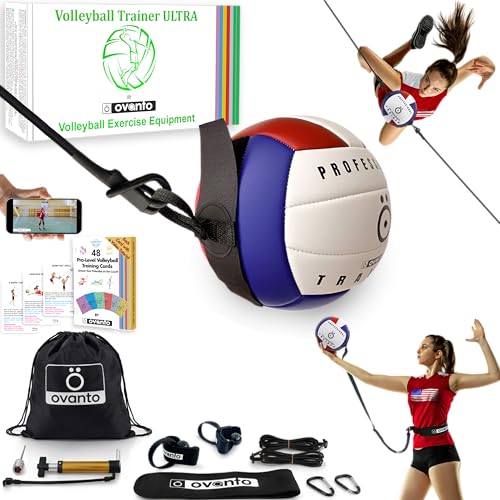 OVANTO Volleyball Training Equipment Aid Solo Volleyball Equipment in 4 Styles to Serve Spike Set and Pass Like a Pro Adjustable Volleyball Practice Equipment Gift for Beginners Experts - Image 1
