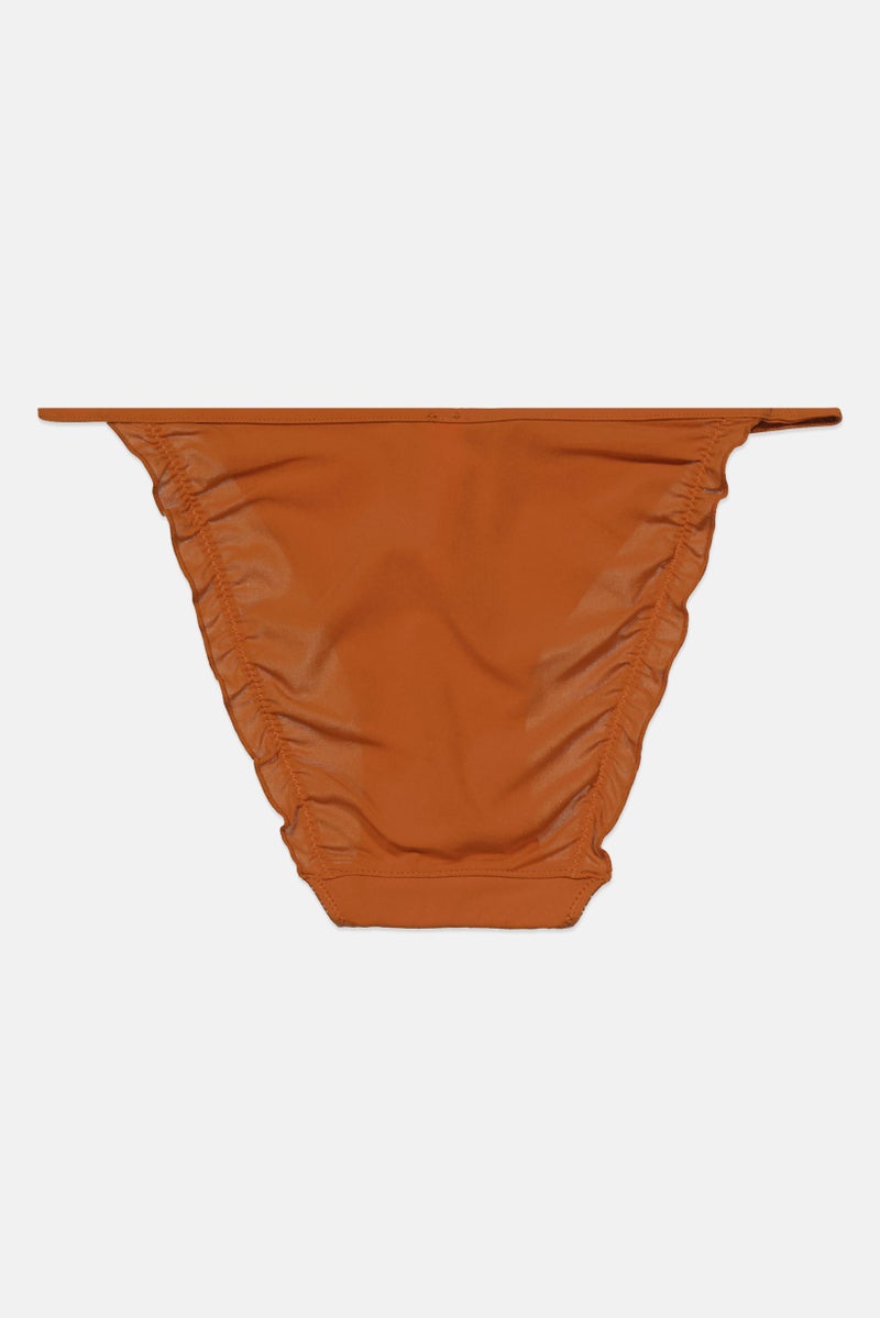 Etam Women Solid Lace Bikini Bottom, Brown  - Image 2