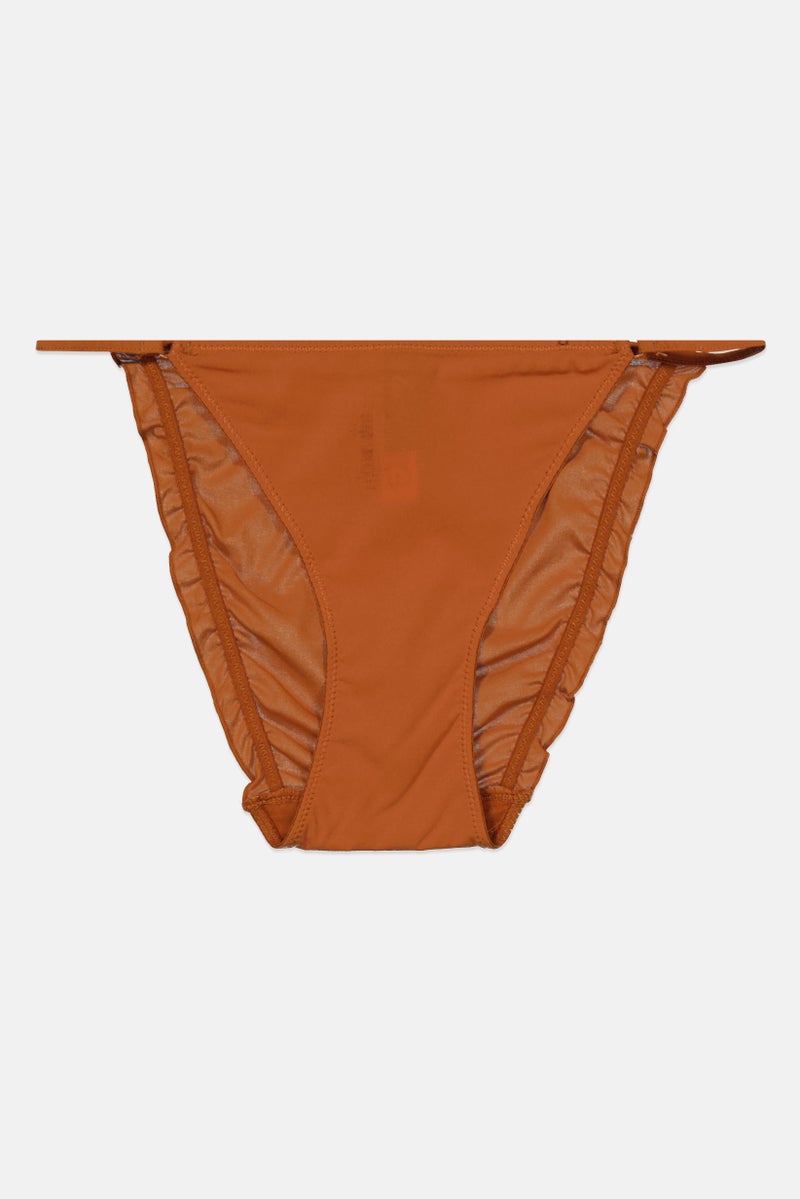Etam Women Solid Lace Bikini Bottom, Brown  - Image 1