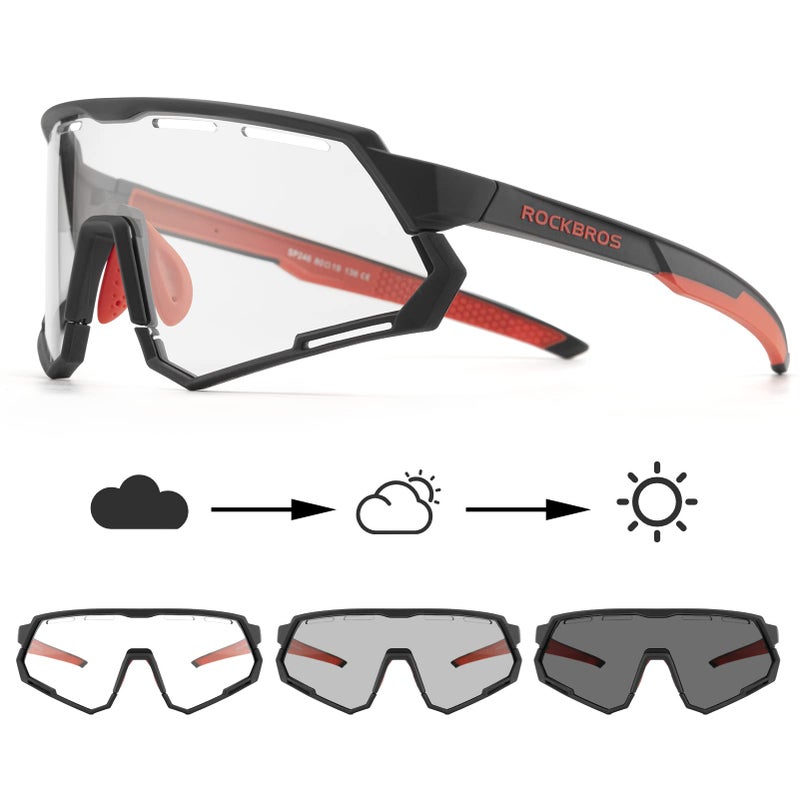 ROCKBROS Mountain Bike Glasses for Men Cycling Glasses with Interchangeable Polarized + Photochromic Lenses Sport Sunglasses - Image 5