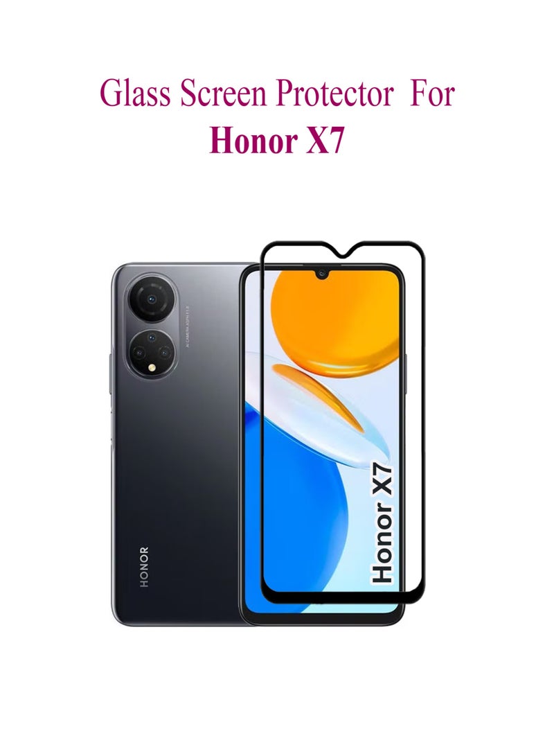 Honor X7 Screen Protector | Tempered Glass Screen Protector Full HD Quality With Anti-Scratch Edge to Edge Coverage Including Easy Installation Kit - Black