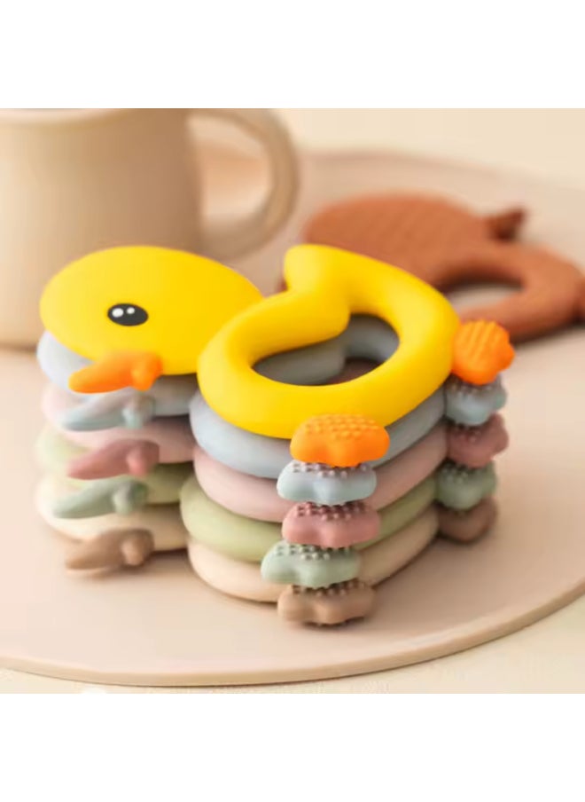 Soft Silicone Duck Baby Teether Toy - 9.6X8X1.5 cm - Pink  - Image 2