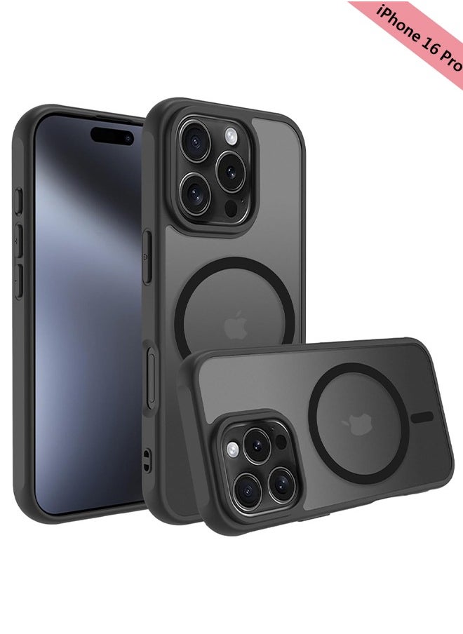 Generic for iPhone 16 Pro Case,MagSafe,Shockproof Protection,Magnetic Phone Case,Translucent Matte Back，Black  - Image 1