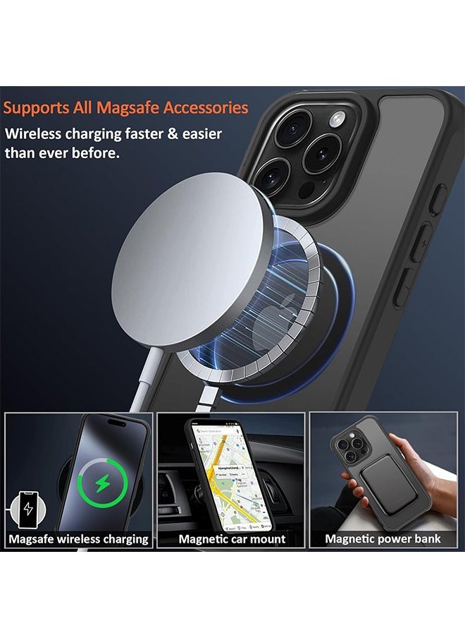 Generic for iPhone 16 Pro Case,MagSafe,Shockproof Protection,Magnetic Phone Case,Translucent Matte Back，Black  - Image 3