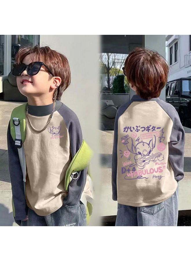 Boys' Half-high Collar Thermal Base Shirt Autumn And Winter Style For Older Boys, Winter Color-blocked Base Top Trendy - Image 1