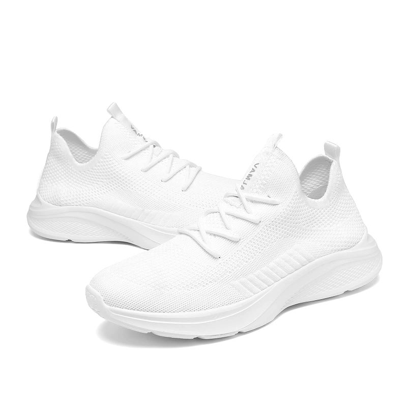 VAMJAM Men's Running Shoes Fashion Sneakers Lightweight Breathable Flying Knitting Lace Up Mesh Walking Shoes Workout Casual Sports Shoes White Size 11 - Image 5