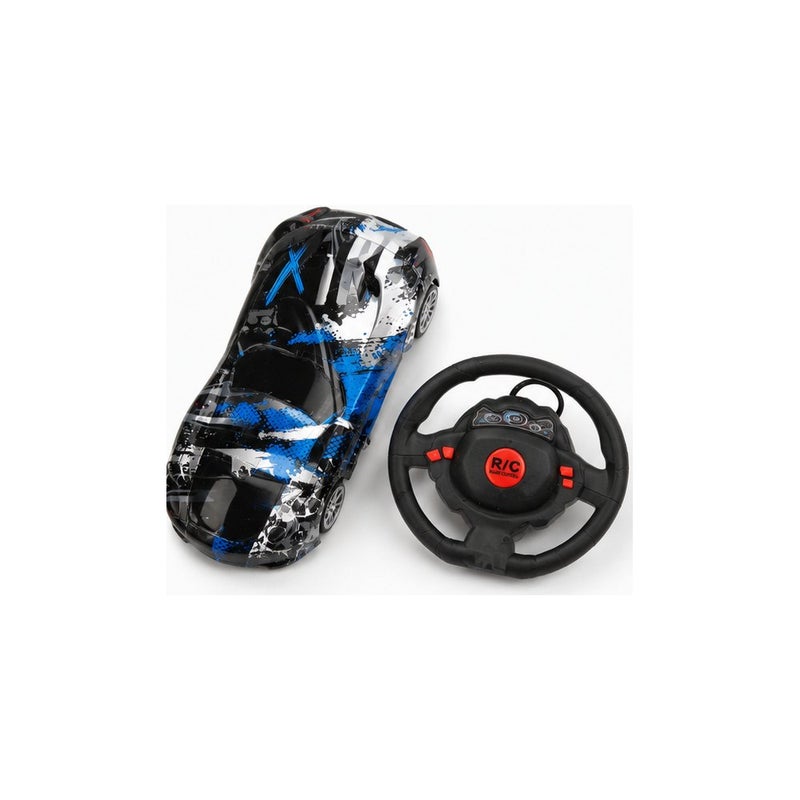 Super Sport Race Command | RC Remote Control Car Toy with Steering Wheel Controller, Blue and Black Racing Design, for Boys - Image 1