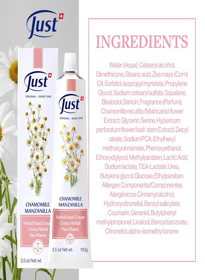 SwissJust كريم اليدين من سويس جاست بالبابونج 100 مل، كريم واقي يركز على خصائص البابونج المريحة والمهدئة. يقوي البشرة، يوفر المرونة ويستعيد كريم اليدين المضاد للشيخوخة. - Image 2
