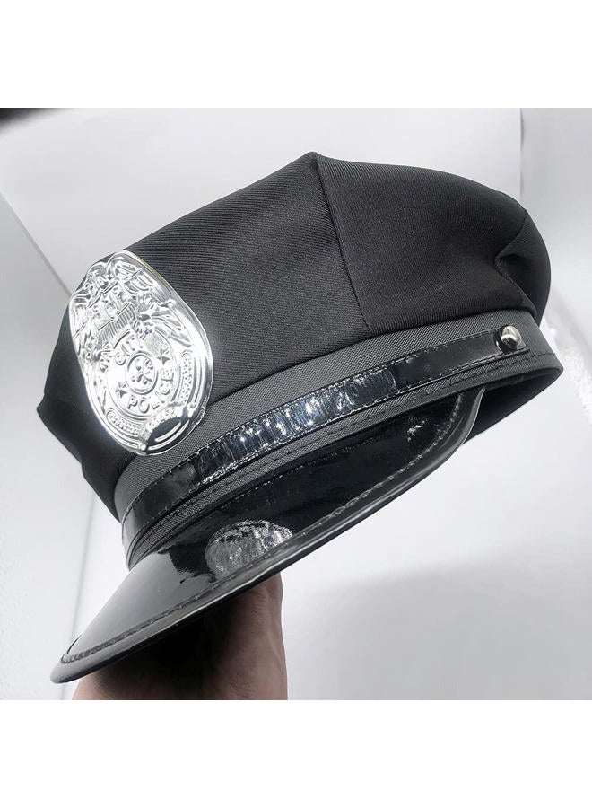 GUDVES Police Adults Hat Cop Cosplay Hat Captain Hat Officer Hat Accessories Stage Performance Military Caps Police Halloween Party (A) - Image 2