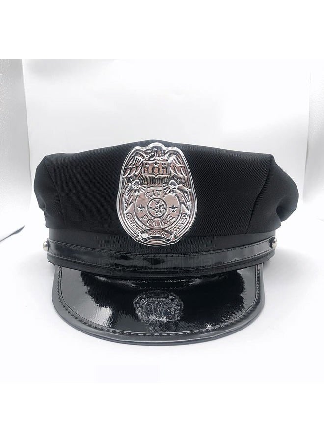 GUDVES Police Adults Hat Cop Cosplay Hat Captain Hat Officer Hat Accessories Stage Performance Military Caps Police Halloween Party (A) - Image 3