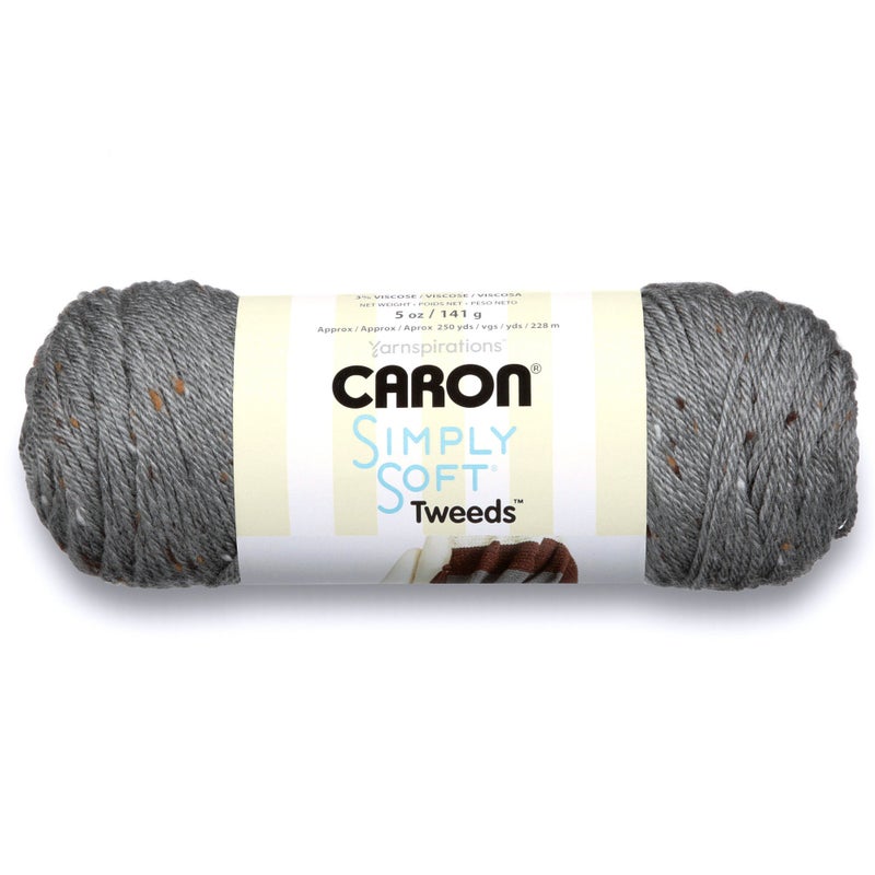 Caron Simply Soft Tweeds Yarn (4) Medium Gauge 100% Acrylic - 5oz - Gray - Machine Wash & Dry - Image 1