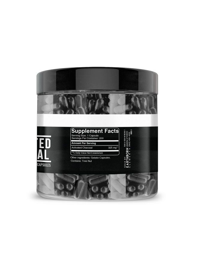 earthborn elements Activated Charcoal 200 Capsules, Pure & Undiluted, No Additives - Image 3