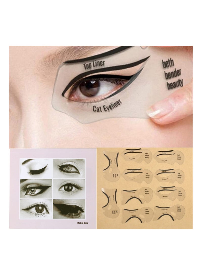 SYOSI, 20 Pcs Eye Make-Up Eyeliner Stencil Cards Template Sticker for Smokey or Winged Eye - Image 1