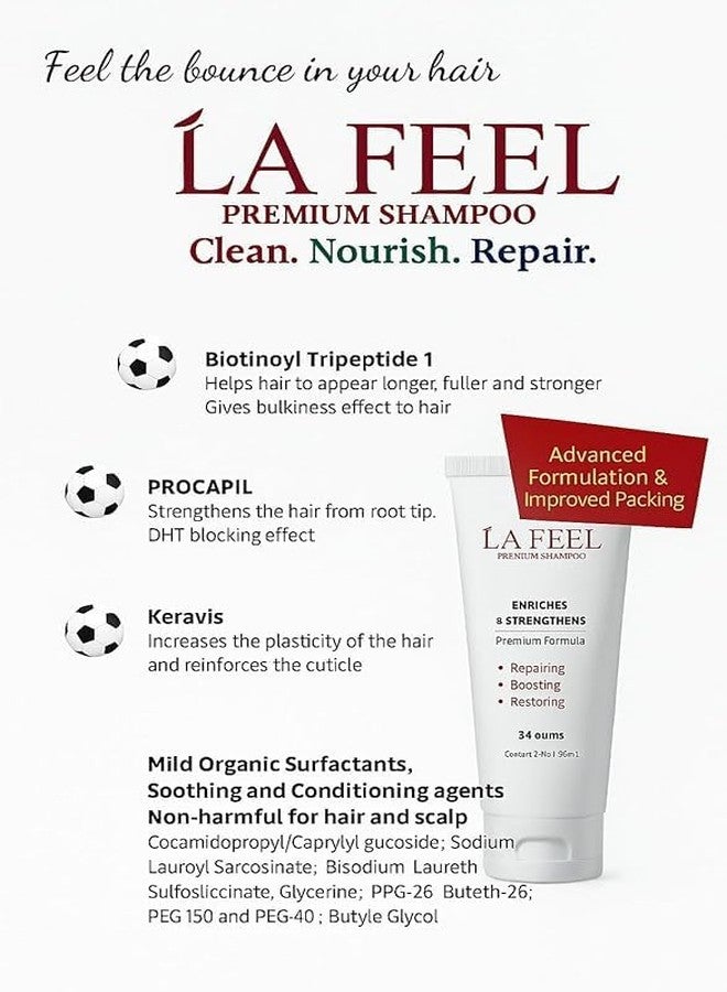 LA FEEL Premium Shampoo – Enriches & Strengthens Hair | Repairing, Soothing & Nourishing Formula | Sulphate & Paraben Free | Safe for All Hair Types 200ml- (Pack of 2) - Image 2
