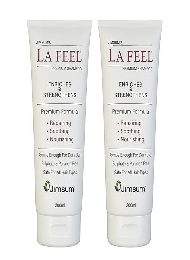 LA FEEL Premium Shampoo – Enriches & Strengthens Hair | Repairing, Soothing & Nourishing Formula | Sulphate & Paraben Free | Safe for All Hair Types 200ml- (Pack of 2) - Image 1