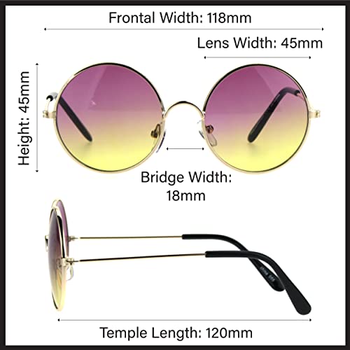 SA106 Kids Child Size Hippie Round Circle Lens Tie Dye Gradient Metal Sunglasses (brown) - Image 5