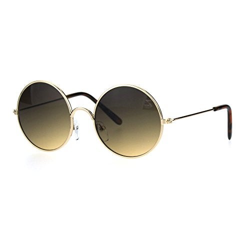 SA106 Kids Child Size Hippie Round Circle Lens Tie Dye Gradient Metal Sunglasses (brown) - Image 1