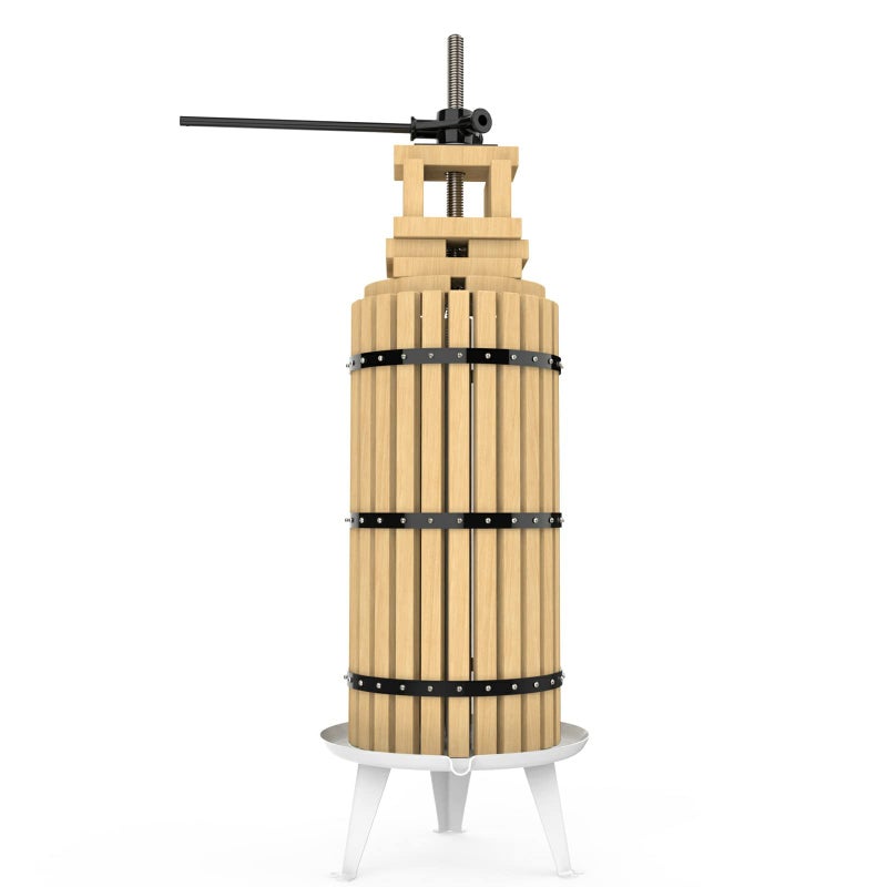 عصارة فواكه سQUEEZE ماستر 79 جالون 30L سلة خشبية صلبة لعصر النبيذ عصارة تقليدية عتيقة 6 كتل خشبية للضغط مقبض عمود لعصير النبيذ وعصير التفاح 1 حقيبة فلتر مجانية مرفقة