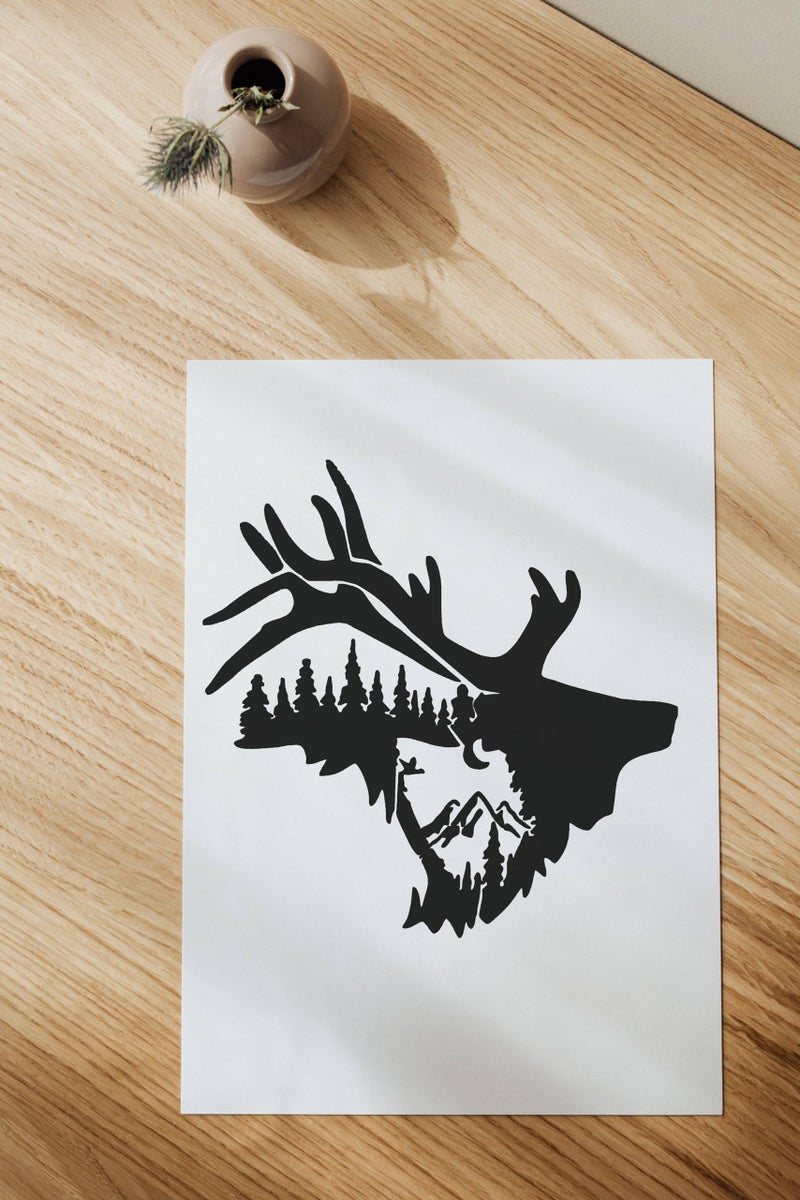 STENCILAIR Bull Elk Stencil, Reusable 10 mil Mylar, for Airbrush, Murals, Tees, and More, DIY Art & Craft Supplies STENCILAIR - Image 3