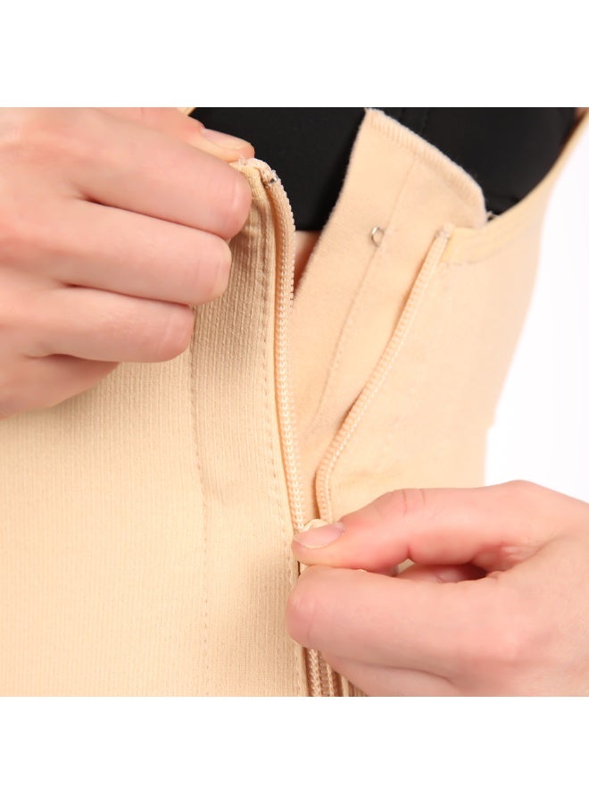 Sedra Shapely Full body shaper for women to sculpt the figure, flatten the stomach, and define the waist. Medium to high compression body shaper with a side zipper. Suitable for postpartum wear and under clothing. Beige. - Image 3