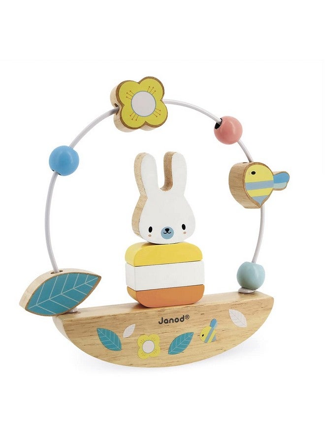 Janod - Pure Bead Maze and Rocking Rabbit - Ages 1+ - J05149, White - Image 1