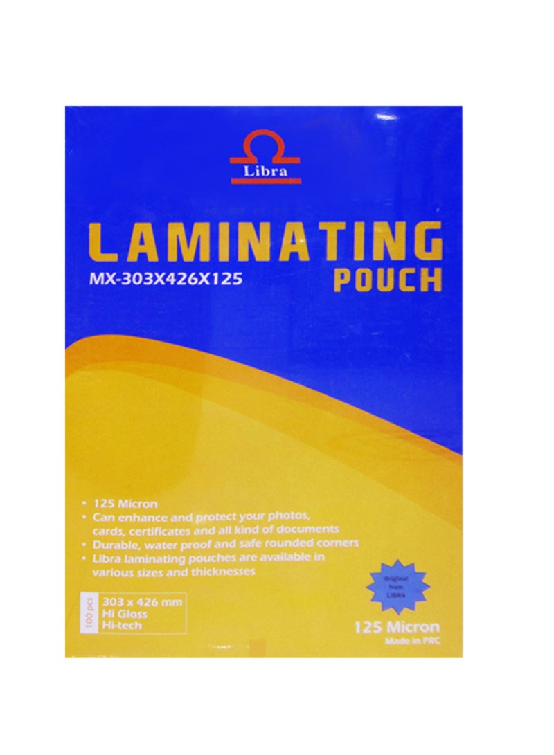 Libra 100-Piece A4 Laminating Pouch Film Set Clear - Image 1